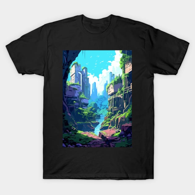 Algae City Fantasy Anime Art Style Aesthetic T-Shirt by Art-Jiyuu